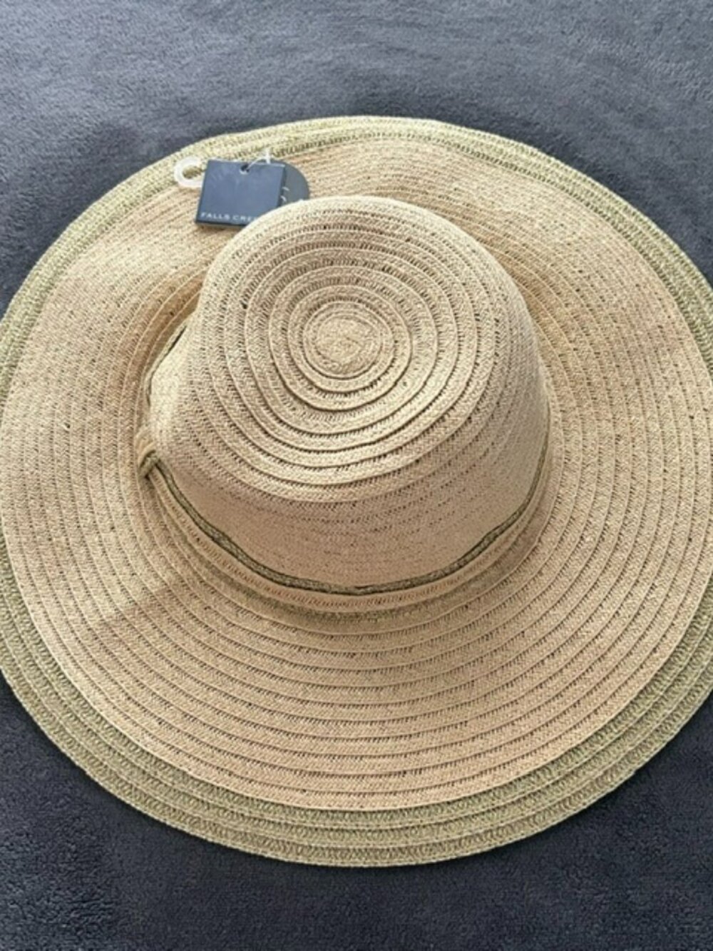 Falls Creek Straw Sun Hat with Metallic Trim, NWT